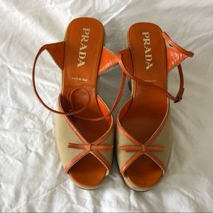 Authentic Prada peep toe high heels